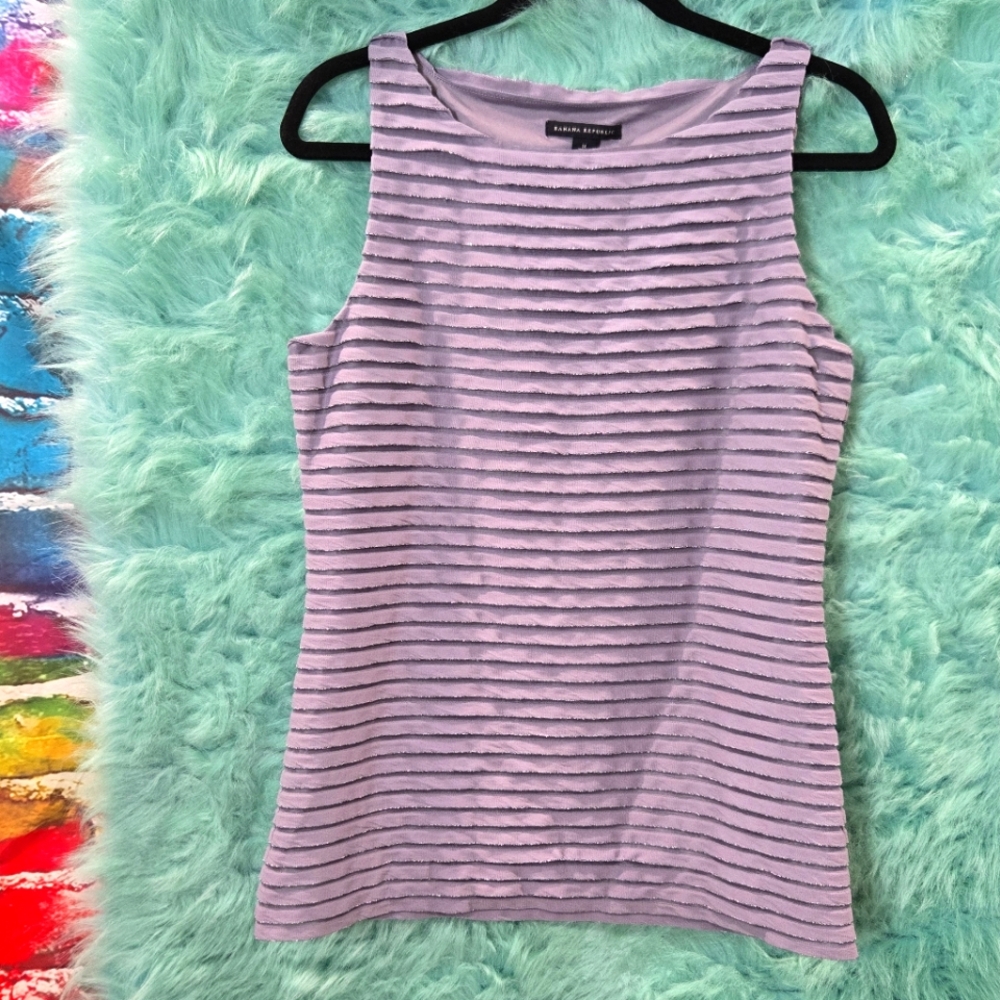 Banana Republic Gray Sleevless Horizontal Layered Top Size M